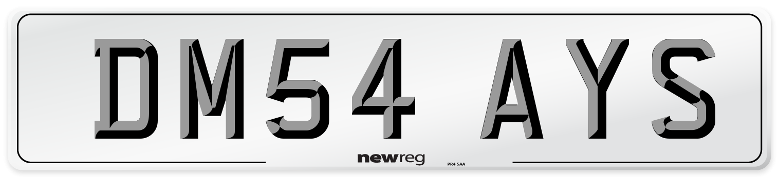 DM54 AYS Number Plate from New Reg